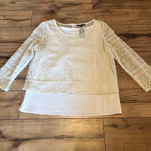 NWT *ADORABLE* Cream Lace Overlay Top